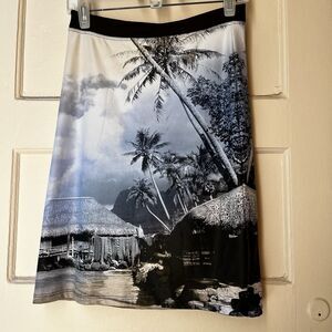 Y2k Womens Tropical Print Skirt XS Stretch Pull on Summer Beach Resort Festival